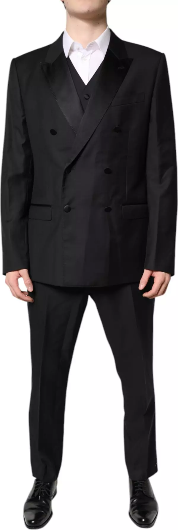 Black Double Breasted Formal 3 Piece Suit
