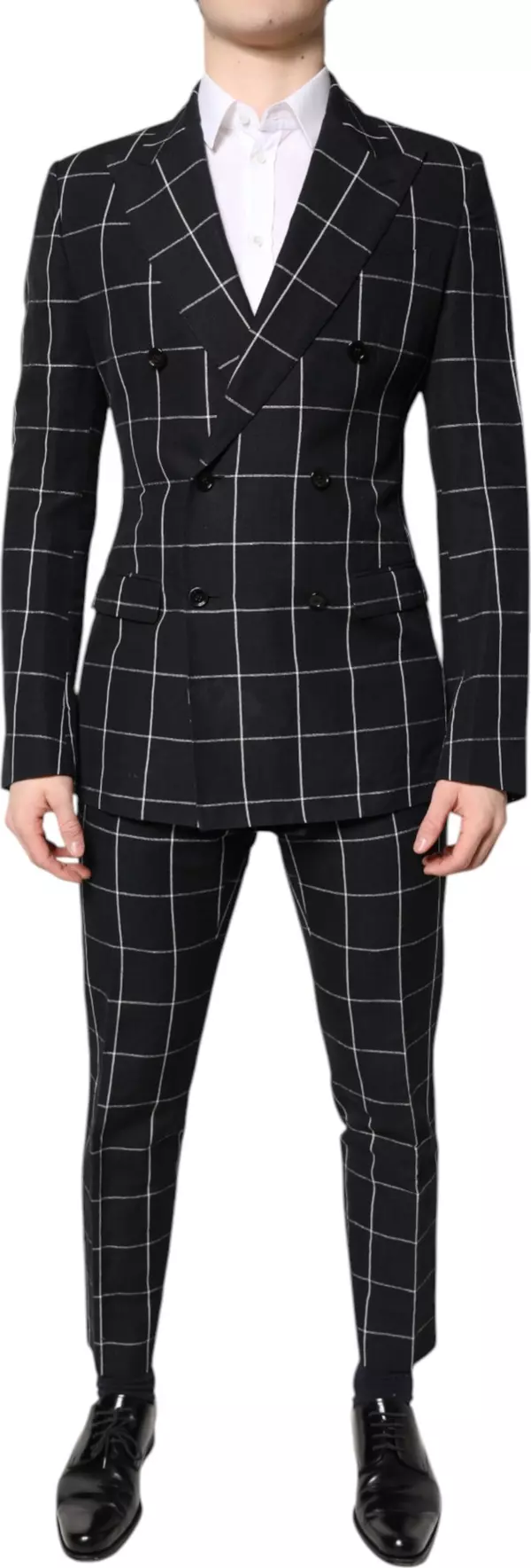 Black TAORMINA Double Breasted 2 Piece Suit