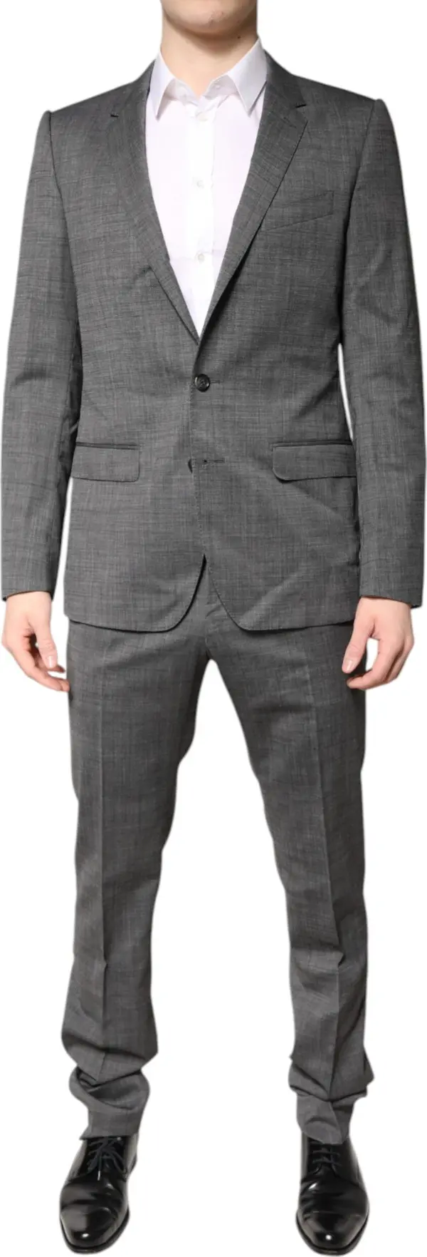 Gray Wool Single Breasted 2 Piece Suit