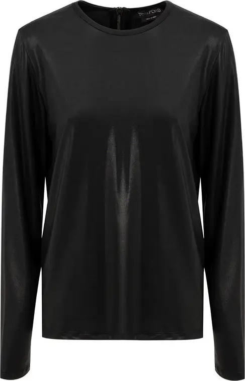 Black Viscose Long Sleeve T-Shirt