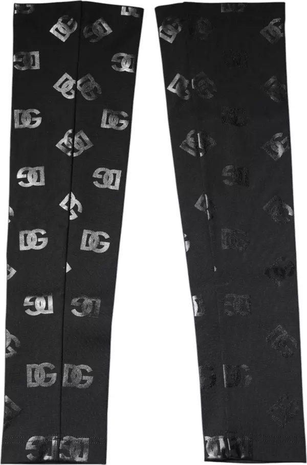 Black DG Logo Monogram Wool Stretch Arm Sleeves