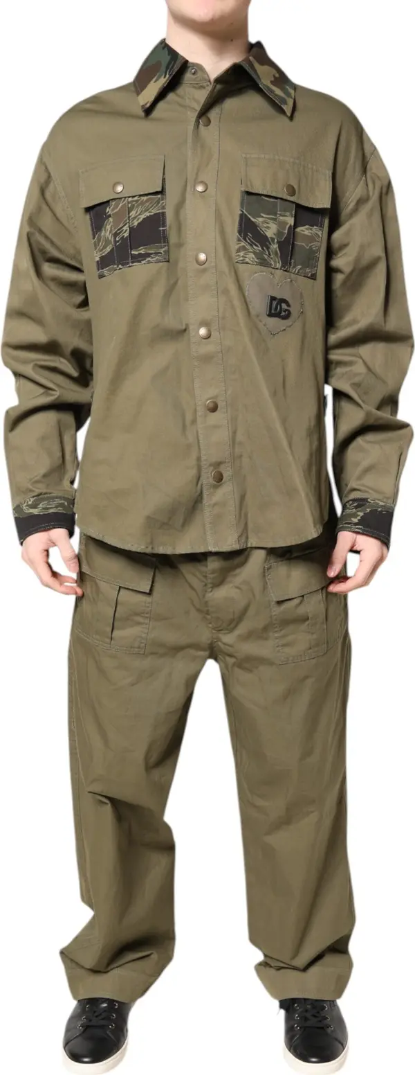 Brown Cotton Stretch Shirt Pants Casual Set