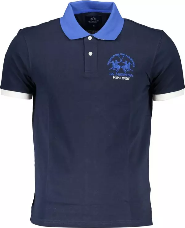 Blue Cotton Men's Polo Shirt