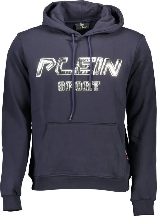 Blue Cotton Men's Hooded Sweatshirt