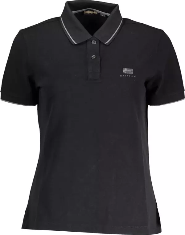 Black Cotton Women Polo Shirt