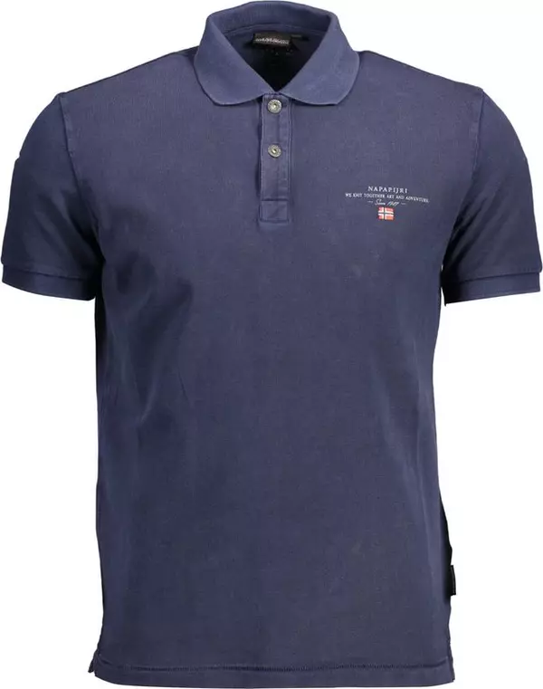 Blue Cotton Men Polo Shirt
