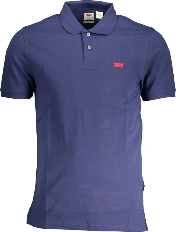 Blue Cotton Men Polo