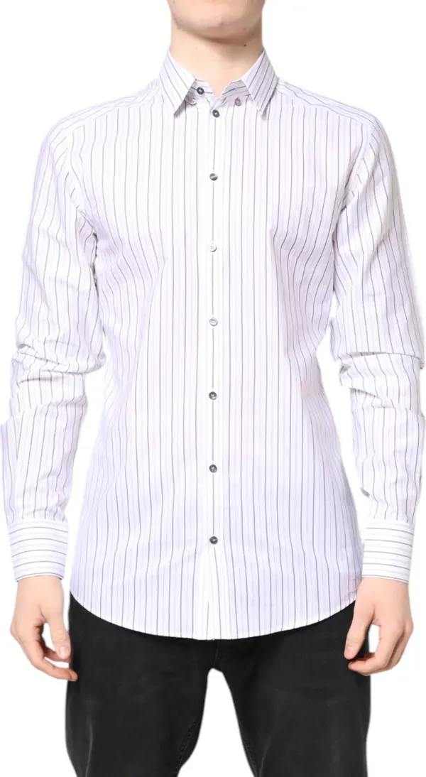 White Stripes Cotton GOLD Formal Dress Shirt