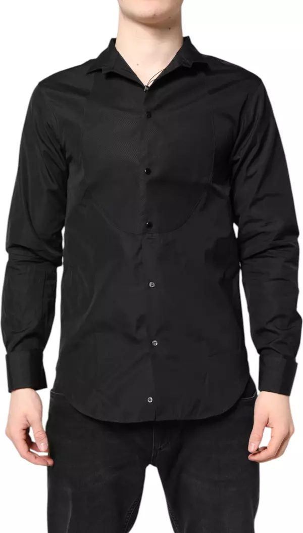 Black Cotton Long Sleeves Men Formal Dress Shirt