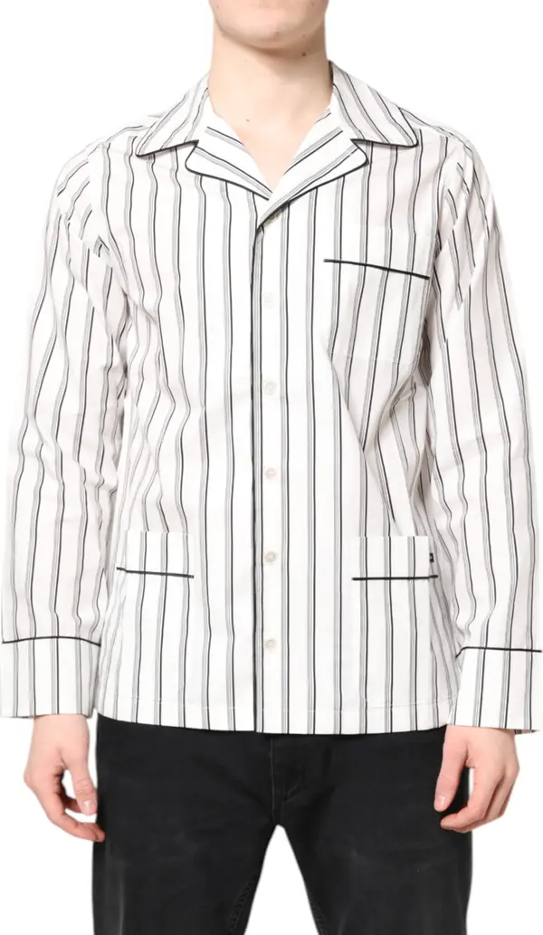White Stripes Lounge Pajama Sleepwear Shirt