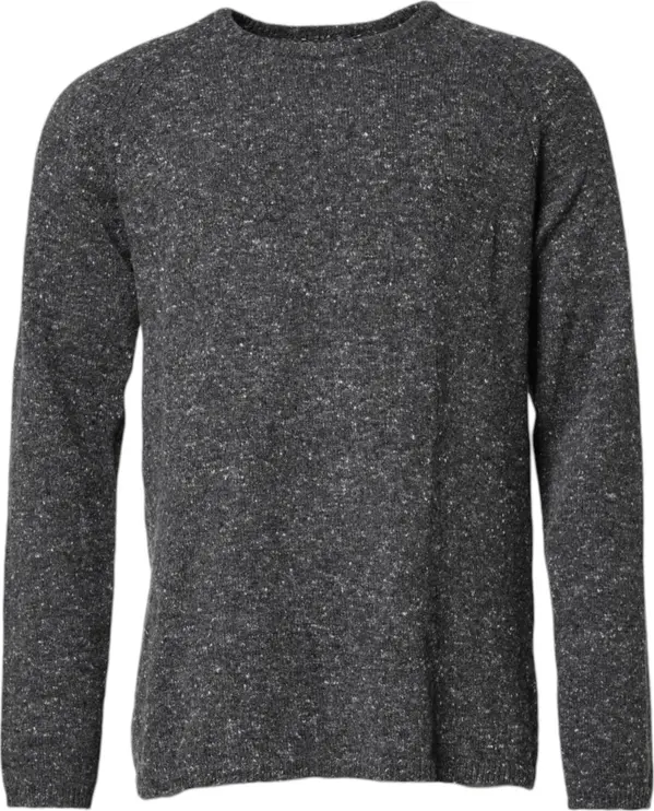 Gray Wool Knitted Round Neck Pullover Sweater