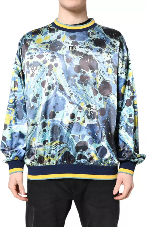Multicolor Marble Print Men Pullover Sweater