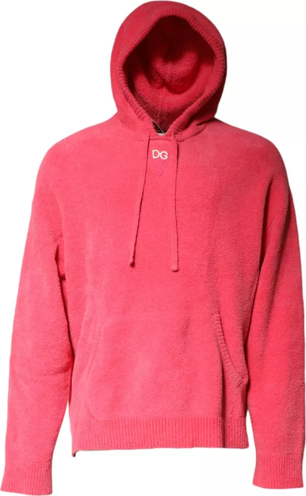 Red Cotton Knit Hooded Men Pullover Sweater