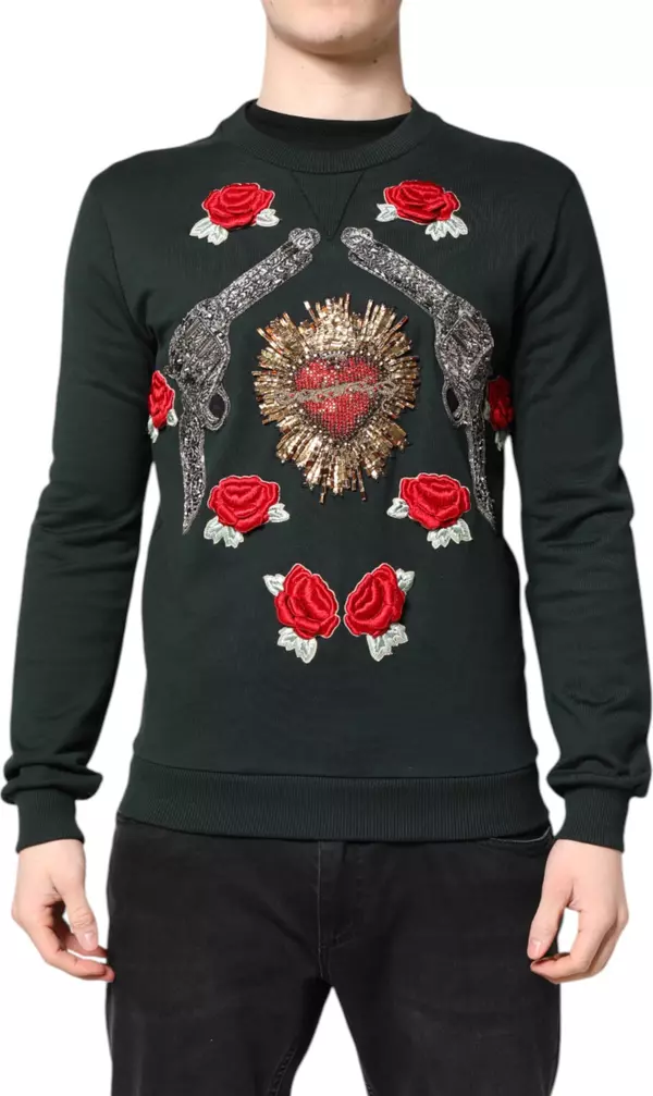 Black Sequined Embellished Pullover Sweater