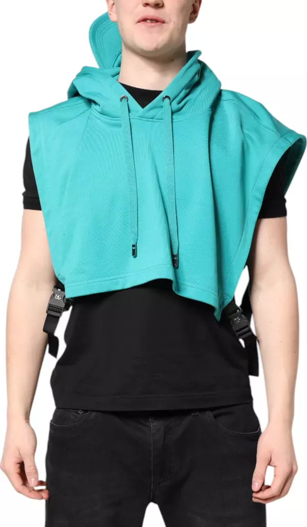 Green Cotton Hooded Men Sportswear Vest Sweater