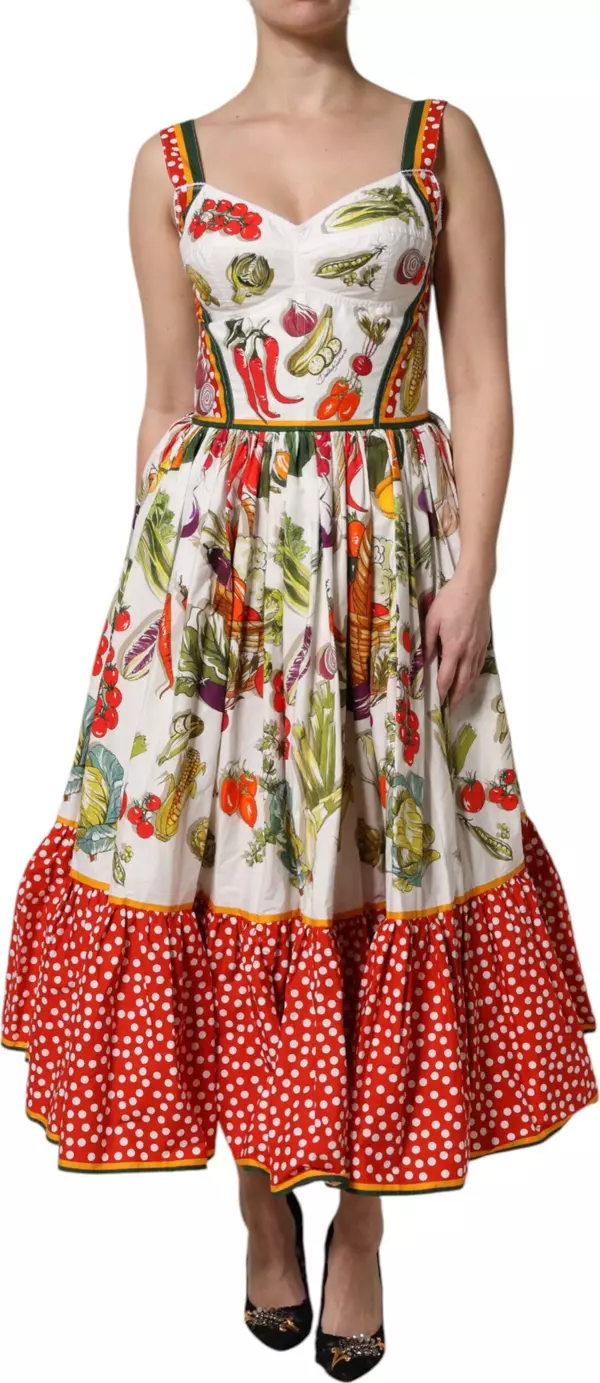 White Vegetables Sleeveless A-line Dress