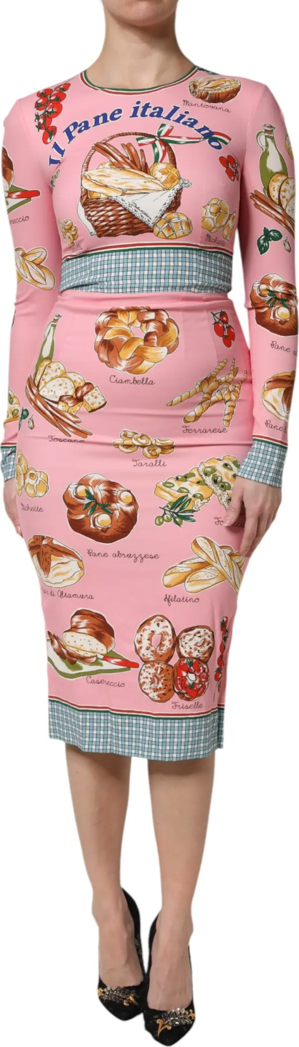 Pink Pastry Print Bodycon Sheath Midi Dress