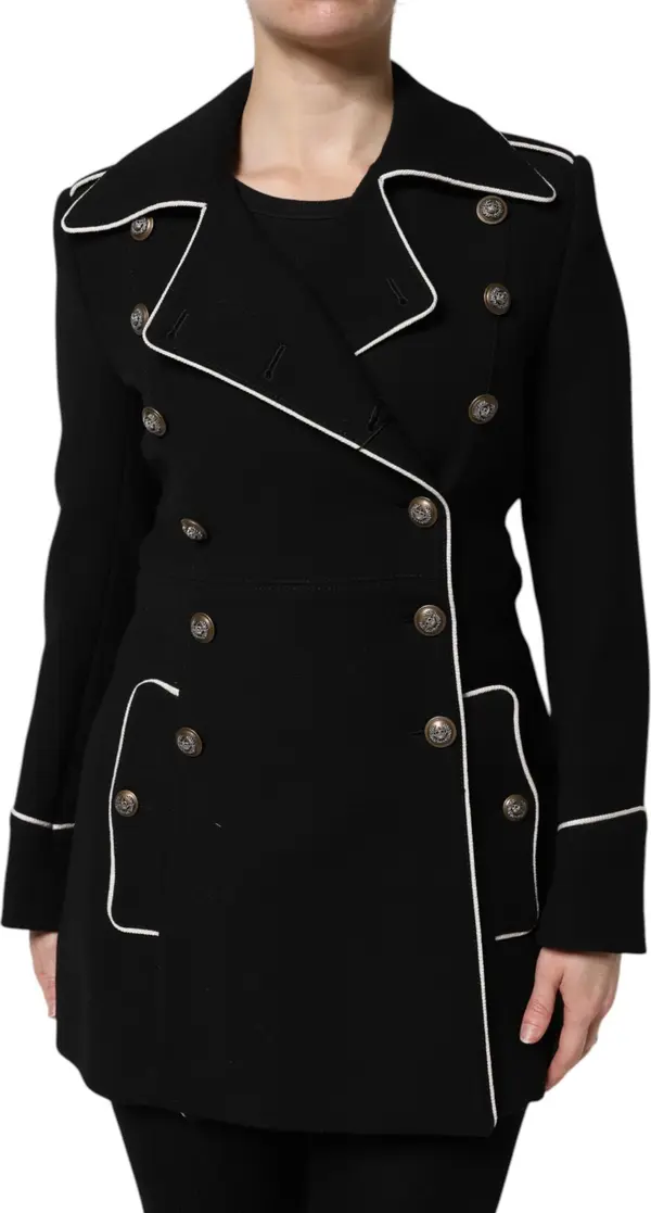 Black Wool Double Breasted Blazer Jacket