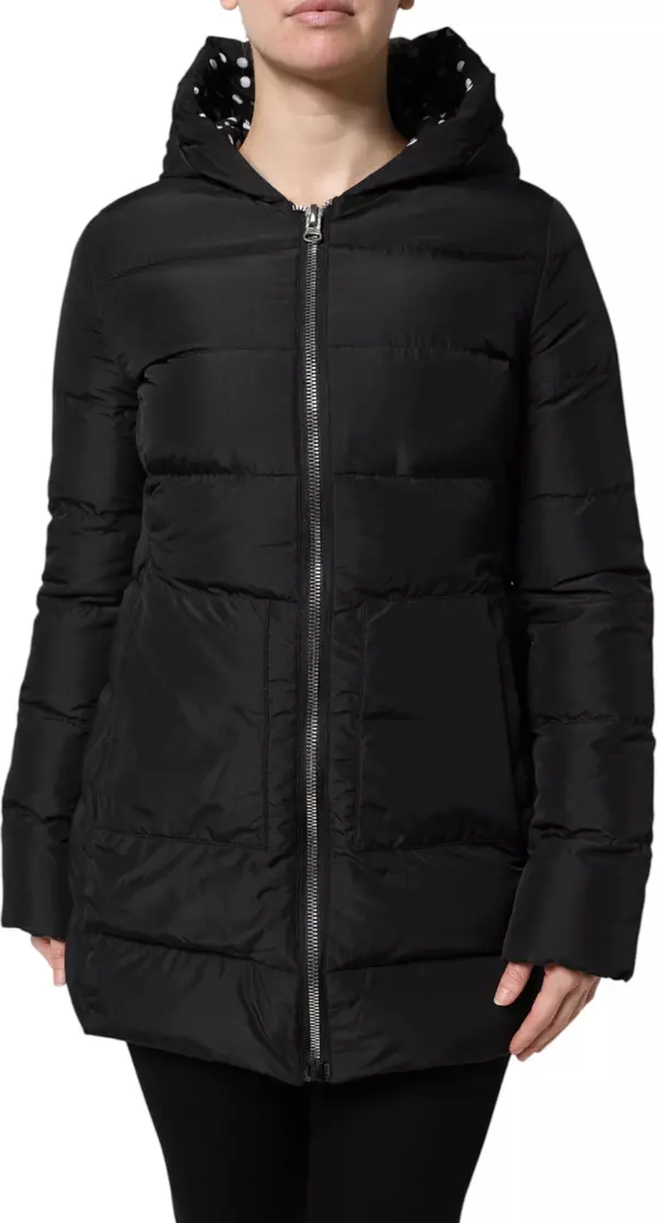Black Puffer Hooded Zip Reversible Jacket