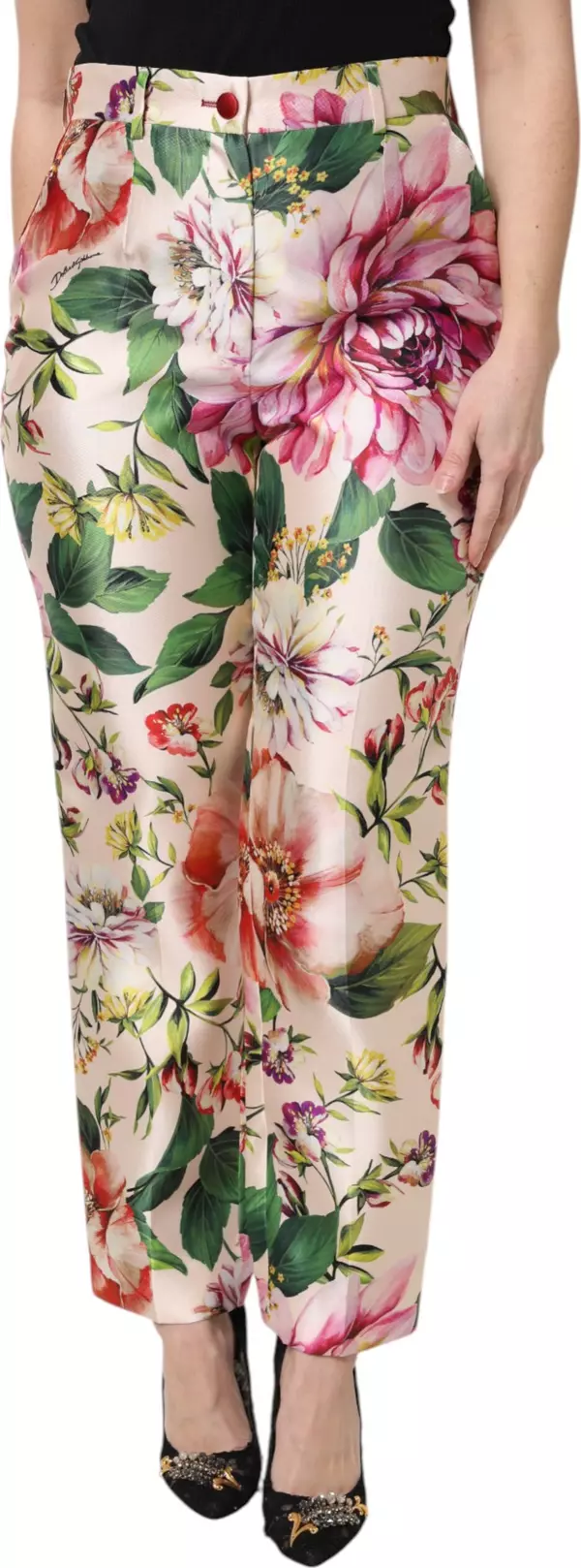Multicolor Floral High Waist Straight Pants