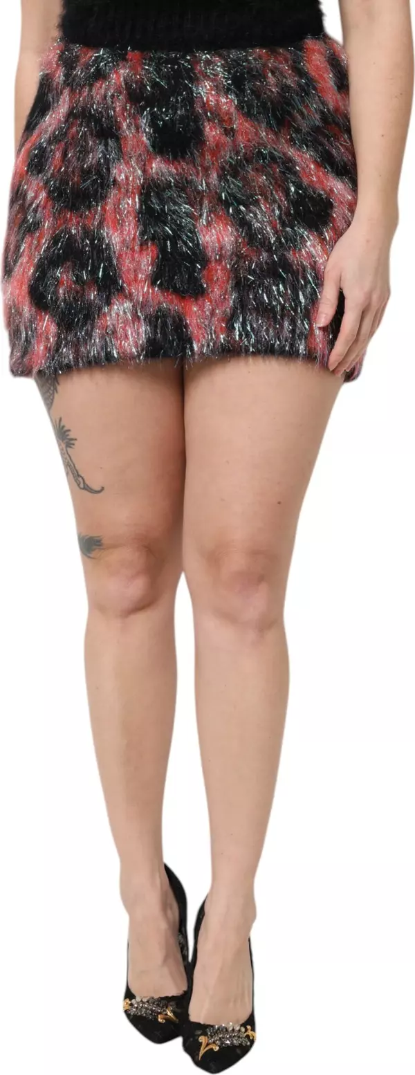 Multicolor Plush High Waist Mini Skirt