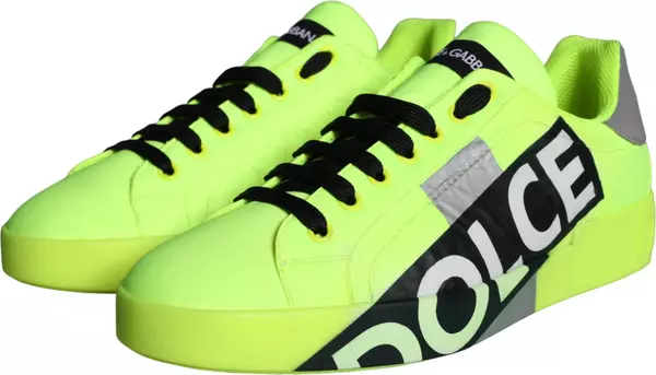 Neon Green Logo Tape Low Top Sneakers Shoes