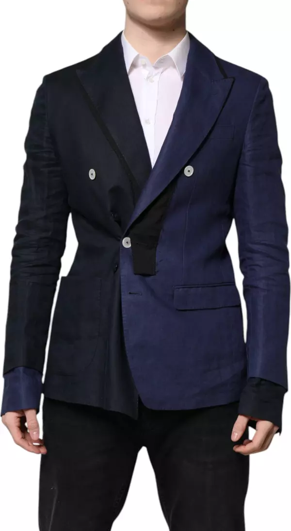 Navy Blue Double Breasted Suit Coat Blazer