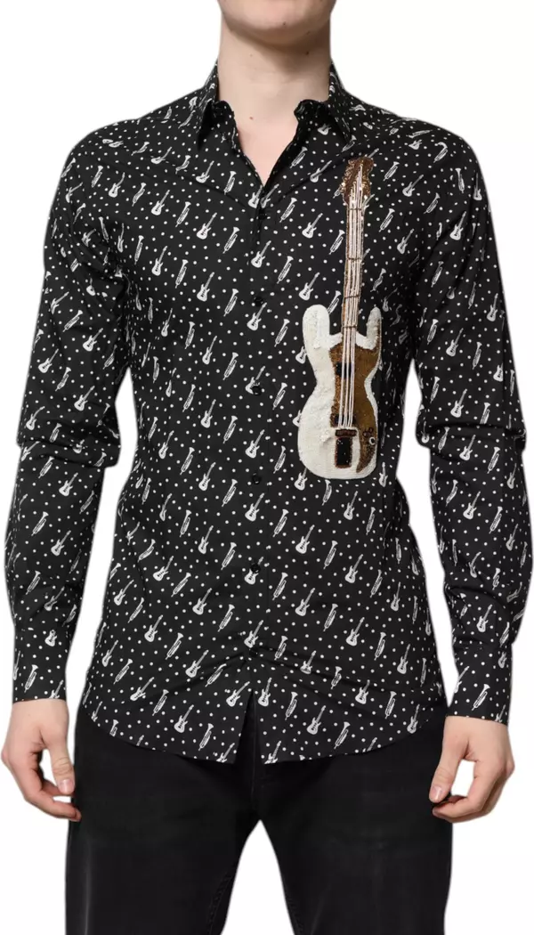 Black GOLD Instrument Embellished Shirt