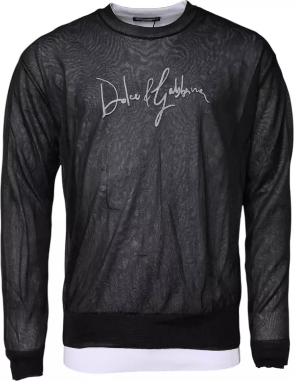 Black White Logo Knitted Pullover Sweater