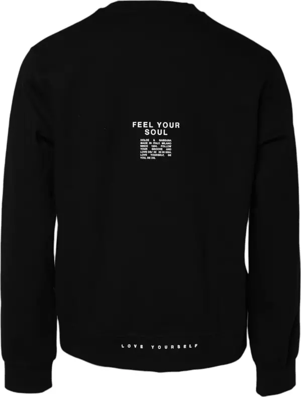 Black Cotton Logo Knitted Pullover Sweater