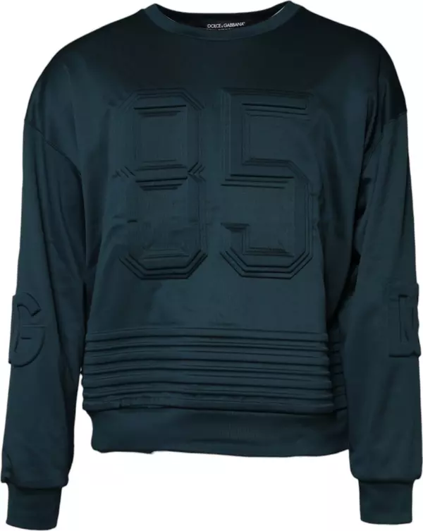 Dark Green Embossed Logo Pullover Sweater
