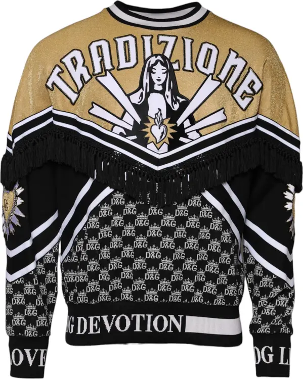 Multicolor Cotton Crew Neck Pullover Sweater