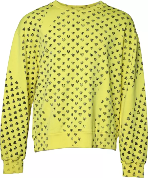 Yellow Heart Crew Neck Men Pullover Sweater