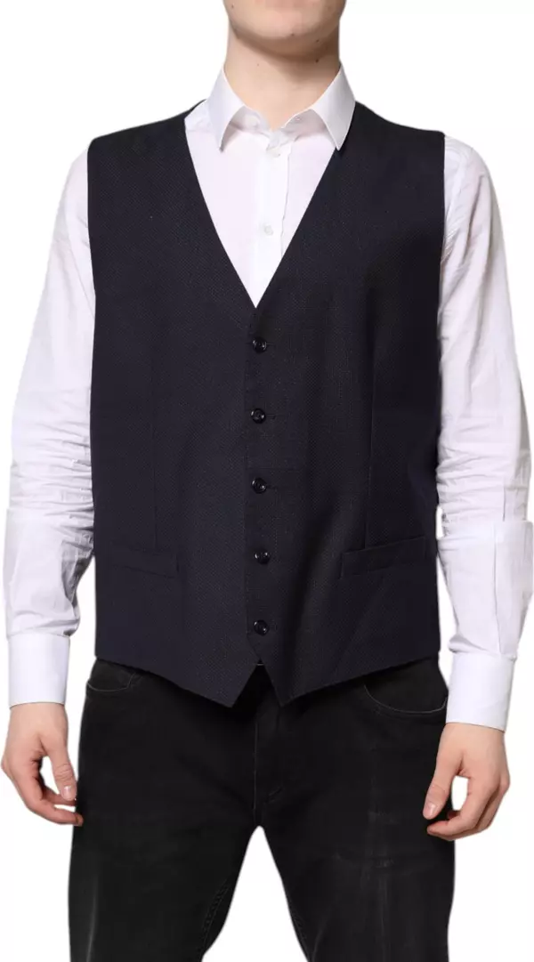 Black Wool Waistcoat Dress Formal Vest