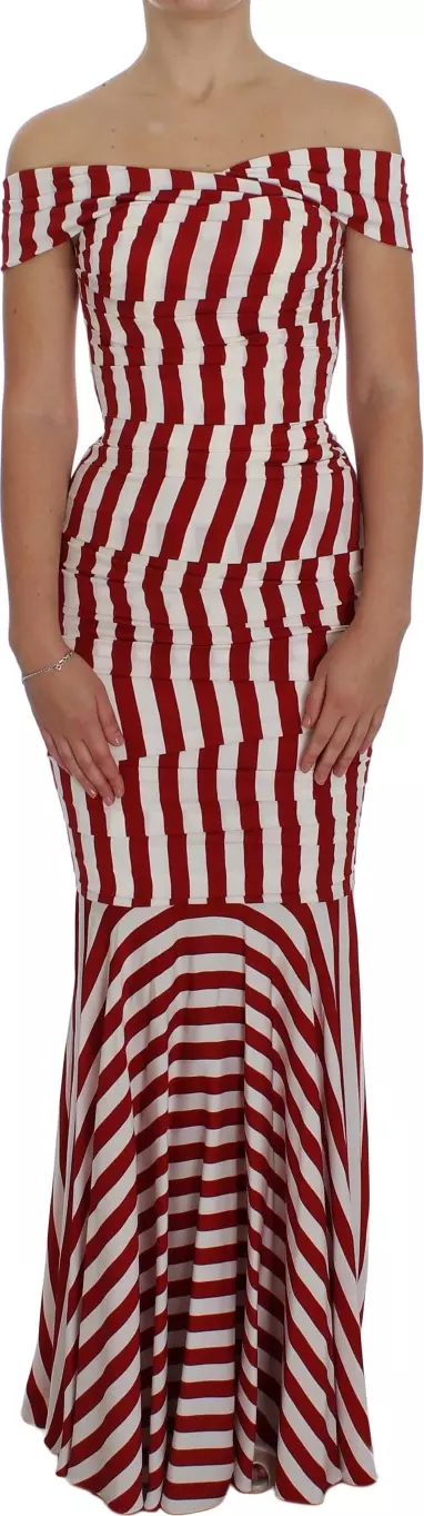 Red White Silk Stretch Dress