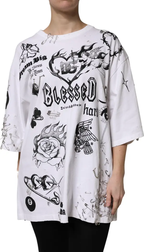 White Cotton DG BLESSED Printed T-shirt
