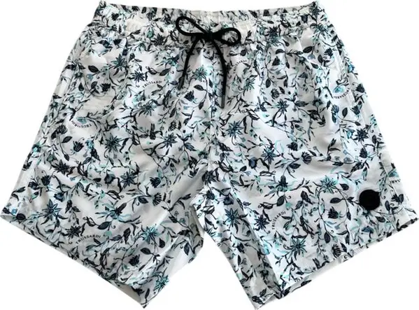 White Polyester Men Swim Shorts