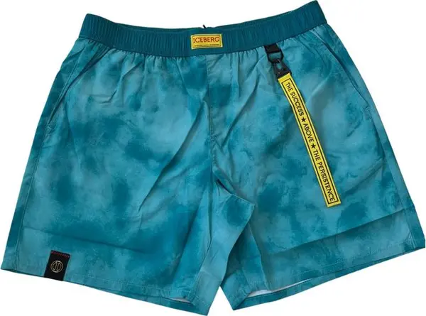 Light Blue Polyester Men Swim Short