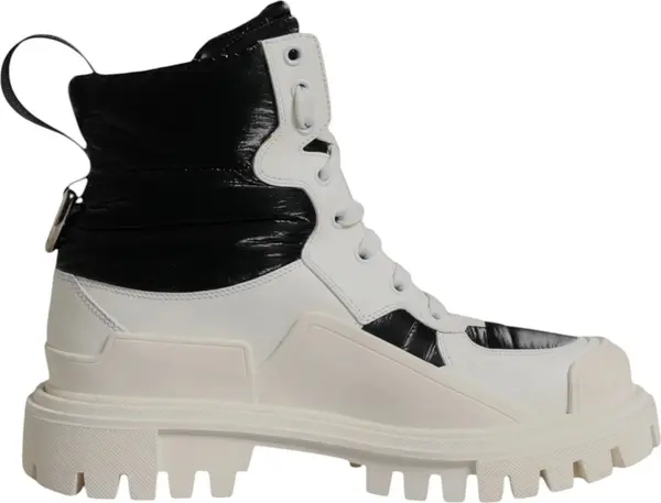 White Padded Mid Calf Lace Up Boots Shoes