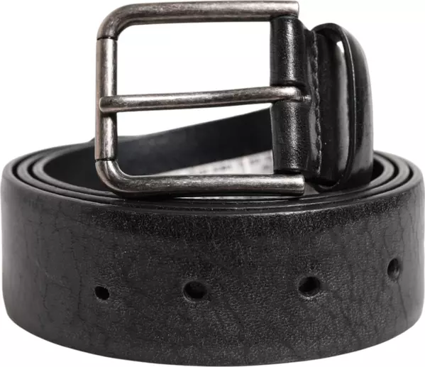 Black Classic Leather Metal Buckle Belt