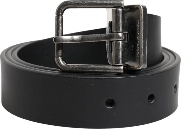 Black Classic Leather Metal Buckle Belt