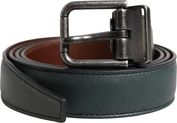 Green Classic Leather Metal Buckle Belt