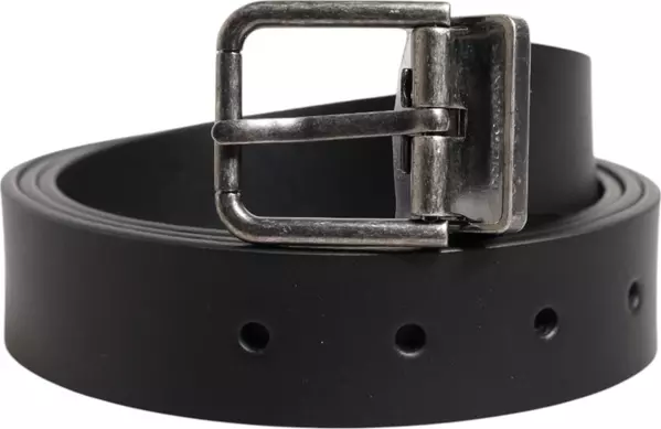 Black Classic Leather Metal Buckle Belt
