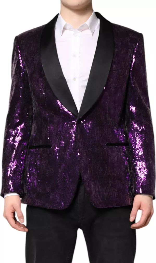 Purple SICILIA Sequin Embellish Coat Jacket