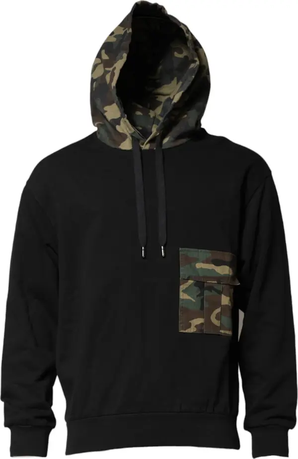 Black Camouflage Hooded Sweatshirt Sweater