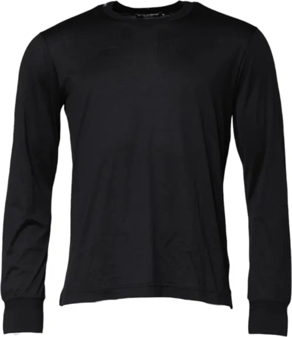 Dark Blue Silk Crew Neck Men Pullover Sweater