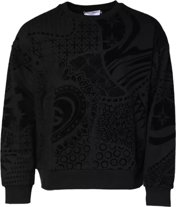 Black Printed Crew Neck Sweatshirt Sweater