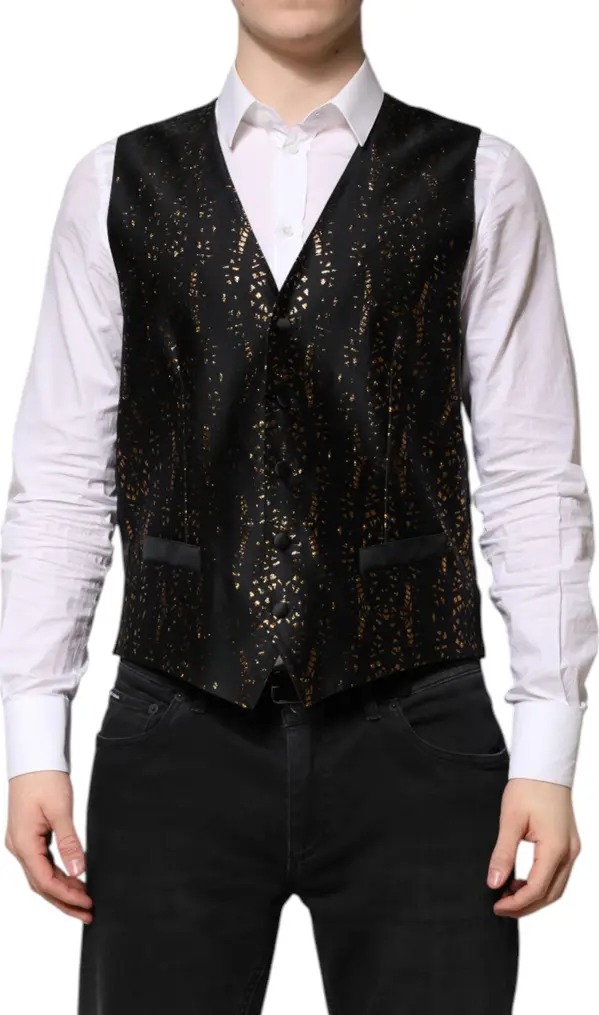 Black Lurex Dress Formal Men Waistcoat Vest