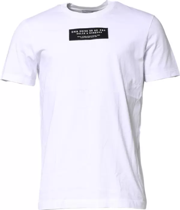 White Cotton Logo Patch Crew Neck T-shirt