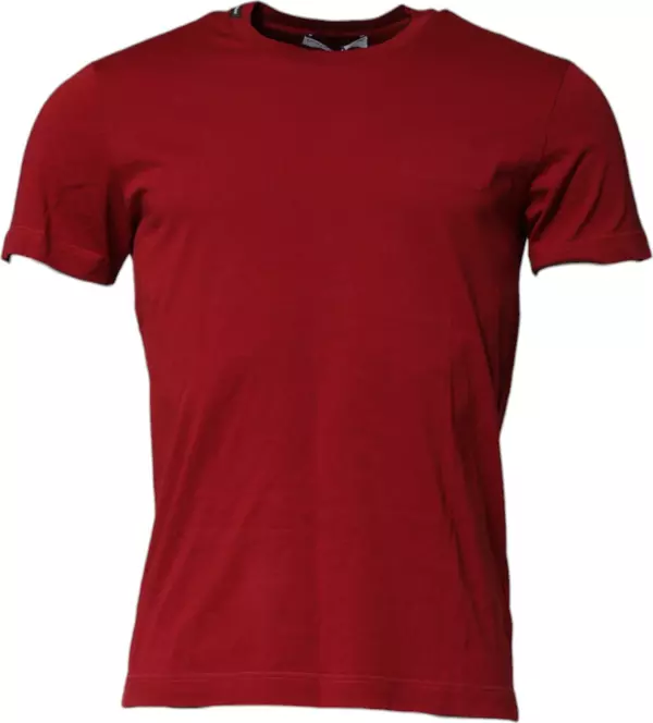 Red Cotton Short Sleeves Crew Neck T-shirt